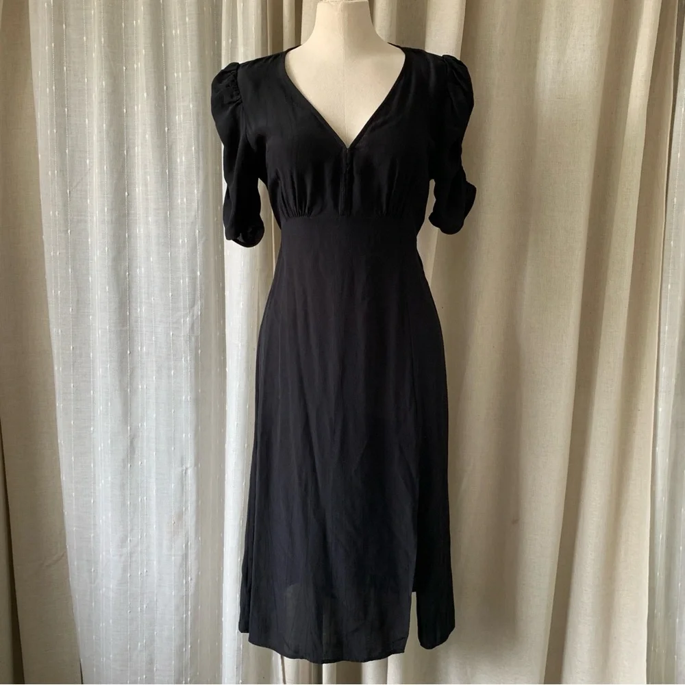 ABERCROMBIE & FITCH BLACK MIDI CLASSIC DRESS NWT  M - Picture 1 of 12
